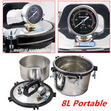 8L Portable Steam High Pressure Autoclave Sterilizer Dental Equipment Pan Pot