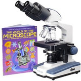 40X-1000X Led Binocular Compound Microscope W Double Layer Mechanical Stage+Book