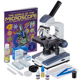 40X-2500X LED Monocular Compound Microscope + Slide Preparation Kit + Book
