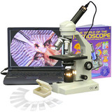 40X-2500X Advanced Home School Compound Microscope + Camera, Slide Kit And Book