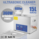 15L 15 L ULTRASONIC CLEANER 6 SETS TRANSDUCERS CLEANING BASKET LAGER TIMER