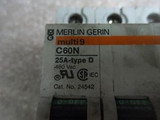 (I9-5) 1 USED MERLIN GERIN 24542 25A 480VAC TYPE D CIRCUIT BREAKER