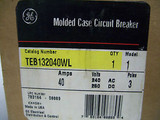 GE CIRCUIT BREAKER CAT# TEB132040WL 40A/240V/3POLE NIB