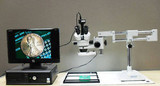 Trinocular Microscope Double Bar Microscope W/ Ccd Camera