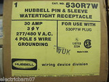 Hubbell 530R7W 30 Amp 277/480 Volt 5 Wire Pin & Sleeve Receptacle