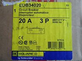 New Edb34020 Square D Bolt On Circuit Breaker 20 Amp 3 Pole Ac 480/277 Volt