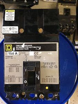 Square D 100 Amp 3 Pole Unit Molded Case Circuit Breaker  Used Fh36100