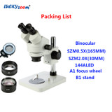 Professional 3.5X-90X Table Pillar Stand Zoom Binocular Stereo Microscope Inspection PCB Repair Microscopio 144 LED Light Source
