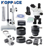KOPPACE 5MP Digital Camera USB2.0 3.5X-90X Trinocular Stereo Zoom Microscope Magnification LED Ring Light 0.5X/2X Auxiliary lens
