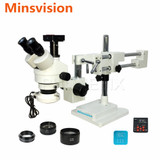 3.5X-180X Simul-Focal Double Boom Stereo Zoom Trinocular Microscope 21MP HDMI USB microscope Camera Mobile phone repair welding