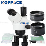 KOPPACE 3.5X-90X Trinocular Zoom Stereo Mobile phone repair Microscope 10X Eyepieces Includes 0.5X/2X Objective,LED Ring Light