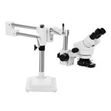 3.5X-90X Binocular Stereo Zoom Microscope on Dual Arm Stand with Ring Lamp 100-240V  Stereo Microscope