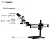 Simul-Focal 7X~45X Trinocular Stereo Microscop Universal Bracket Arms Double Boom Stand 56 LED Light microscope biological set