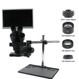 11.6" LCD Tablet Monitor Industrial Measurement HDMI Video Camera with 3.5X-90X Simul-Focal Stereo Trinocular Microscope