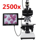 MUOU ultra-luxury 2500X Binocular USB Biological Microscope with CCD Camera and 8-inch LCD screen Digital Microscope
