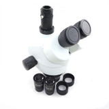 7X-90X Articulating Arm Pillar Stereo Zoom Microscope 2.0X Objective Lens Trinocular Microscopio 144 Led ring lights