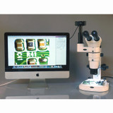 Amscope Pm240T-10Ma Digital Trinocular Common Main Objective Stereo Zoom Microscope, Wh10X Eyepieces, 8X-80X Magnification, 0.8X-8X Zoom Objective, Pillar Stand, 100V-240V, Includes 10.7Mp Camera With Reduction Lens And Software