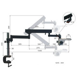 OMAX 2.1X-270X USB3 18MP Trinocular Zoom Stereo Microscope on Articulating Arm+150W Dual Fiber Light