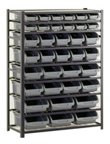 Sandusky Lee UR4416BIN36 Black Zinc Steel Bin Shelving Unit with 36 Storage Bin, 57" Height x 44" Width x 16" Depth