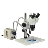 Trinocular 10X-20X-40X-80X 5MP Touchscreen Table Stand Stereo Microscope + 20W LED Gooseneck Light