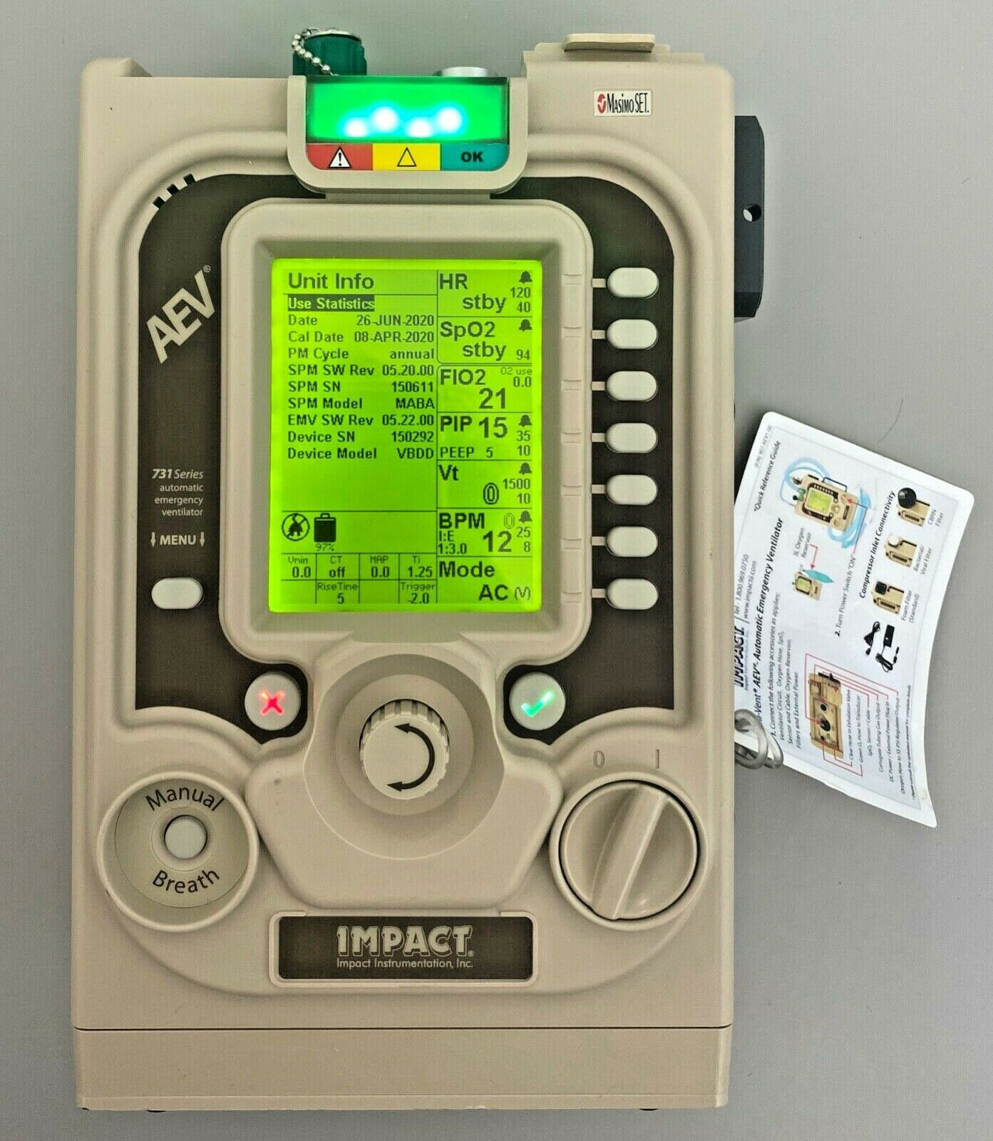 ZOLL Impact Ventilator UNIVENT 731 AEV SPW Industrial