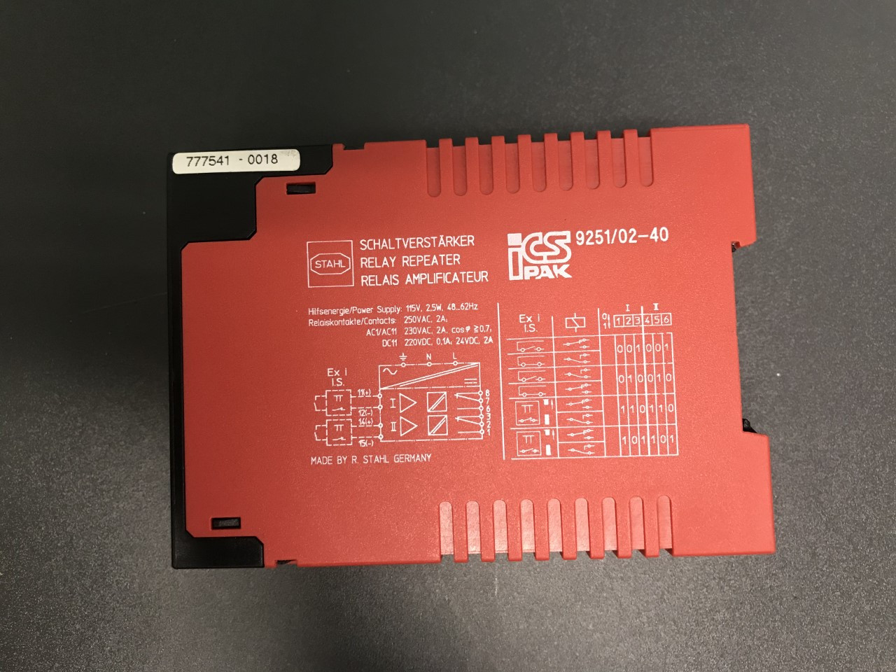 R Stahl 9251/0240 Relay Repeater Switch Amplifier intrinsically safe