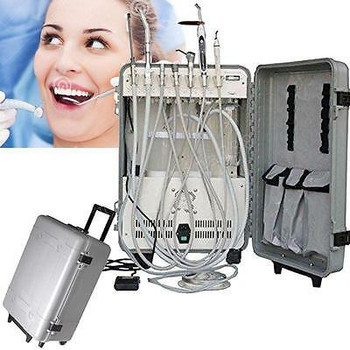 Portable Box Dental Cart Unit W Scaler Curing Light 3-Way Syringe Compressor Fda