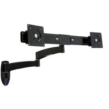 Ergotron 200 Series Dual Monitor Wall Mount Arm, Black