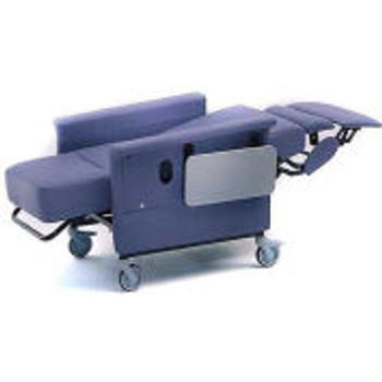 NK Medical Recliner with Infinite Recline, 5 " Casters, Push Bar & Side Table, Bonnie Blue