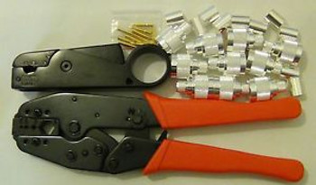 LMR-400 3-BLADES Metal Cable STRIPPER + CRIMP TOOL +10 N Male SILVER Connector