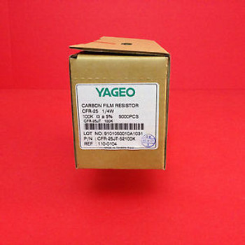 100Kohm 1/4W  5% Yageo Carbon Film Resistor 75000 Pieces