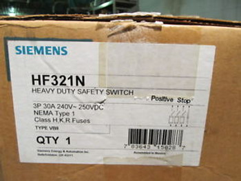 Siemens HF361N Disconnect 30 Amp 600 V 3 Pole Fusible
