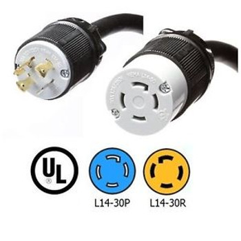 L14-30 Extension Cord, 30 Foot, 30A, 125/250V, 10 AWG - Iron Box # IBX-5805-30