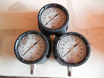 3 EACH 0-60# WIKA LIQUID FILLED GAUGE 4-1/2 FACE 1/2 LM