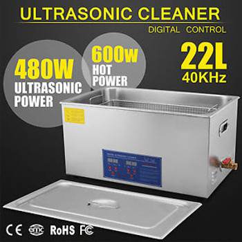 22L Liter 480W Stainless Steel Industry Heated Ultrasonic Cleaner w/Timer US UPS