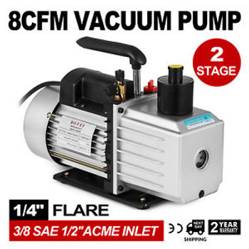 8Cfm Two-Stage Rotary Vane Vacuum Pump 110V/60Hz 500Ml Capacity Ac Refrigerant