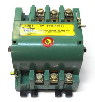 P&H, Magnetic Contactor, 479U87D11, 600V, 8Hr Open Rating, 30Amp, Size 1