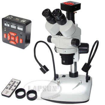 16MP 1080P 60FPS HDMI USB Digital Industrial Camera +3.5-45X Simul-focal Trinocular Zoom Stereo Microscope + LED Gooseneck Light