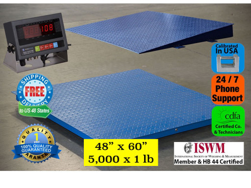 Selleton 5000 Lb X 1 Lb 5'X4' (60" X 48") Floor Scale/Pallet Scale with Ramp