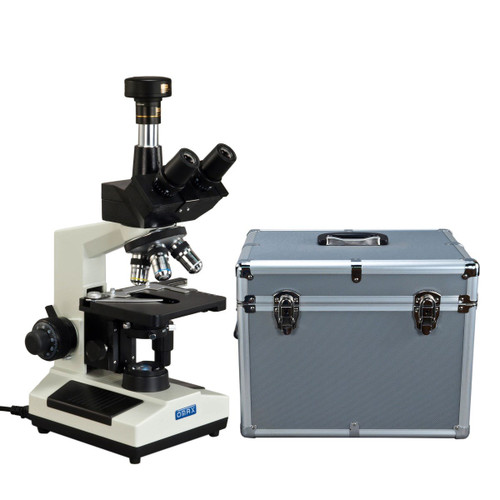OMAX 40X-2500X Phase Contrast Trinocular LED Compound Microscope+9MP Camera+Aluminum Carrying Case
