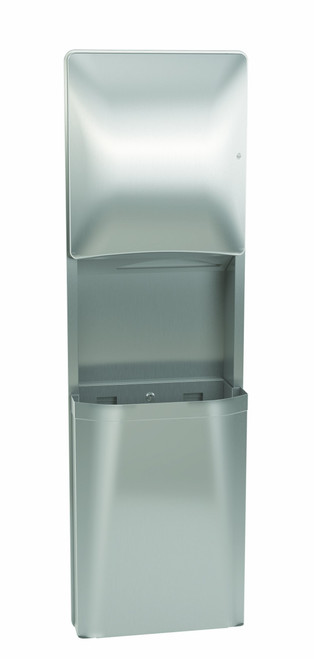 Bradley 2A05-103600 Diplomat Stainless Steel Towel Dispenser/Waste Container, 18 Gallon Capacity, 17-1/8" Width x 56" Height x 8-11/16" Depth