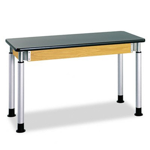 Diversified Woodcraft P8302K UV Finish Plain Adjustable Height Table with Chemguard Top, 72" Width x 39" Height x 24" Depth