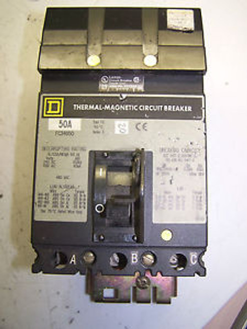 SQUARE D FC34050 CIRCUIT BREAKER 50 AMP I LINE BREAKER 480 V AC 3 POLE