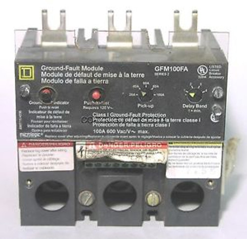 SQUARE D GFM100FA CIRCUIT BREAKER GROUND FAULT LNC