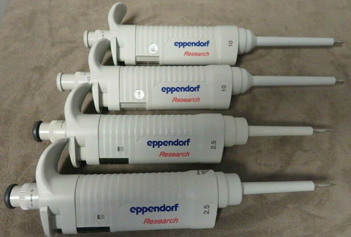 Eppendorf Research set of 4 Variable Single Channel Pipette 2.5L &10L-Used