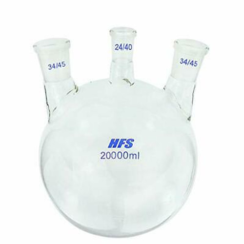 Hfs(R) Hfs (R) 20L 3 Neck Borosilicate Round Bottom Flasks - 34/45, 24/40, 34/45