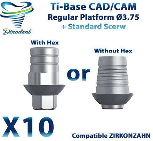 X10 Dental Implant Zirkonzahn ?« Ti-Base Cad/Cam For ? 3.75 Platform + Screw