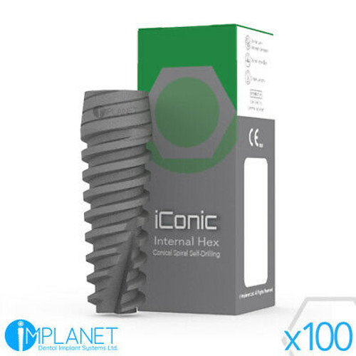 100 X Iconic® Conical Dental Implant Sterile Implants Internal Hex Sla Anodized