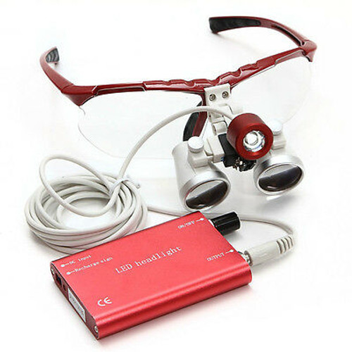 100Led Head Light + Dental Surgical Medical Binocular Loupes 3.5X420 -Us