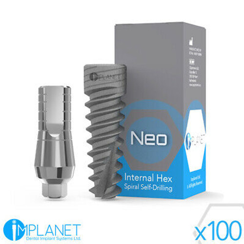 100X Dental Implant Spiral + Straight Abutment Standard With Screw Internal Hex